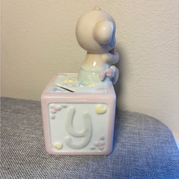 Enesco Cream and Pink Teddy Bear Ceramic Figurine - Picture 3 of 6